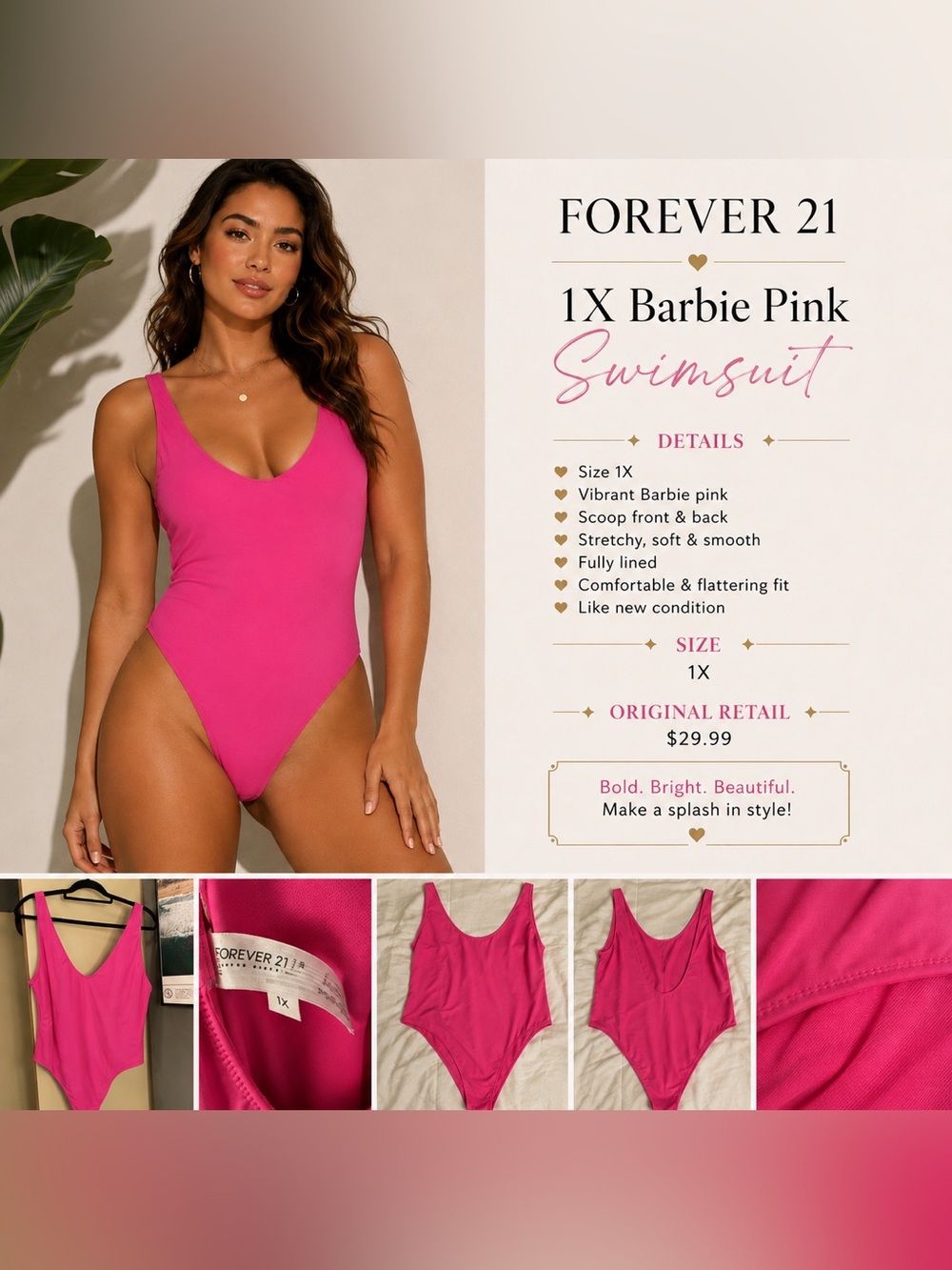 Forever 21 Barbie Pink One-Piece Swimsuit 💓